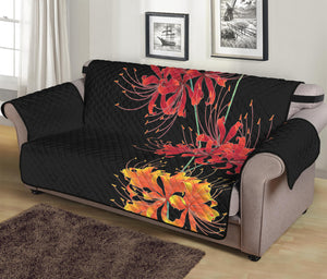 Red And Yellow Japanese Amaryllis Print Sofa Protector