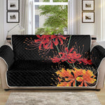 Red And Yellow Japanese Amaryllis Print Sofa Protector