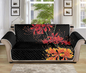 Red And Yellow Japanese Amaryllis Print Sofa Protector