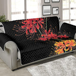 Red And Yellow Japanese Amaryllis Print Sofa Protector