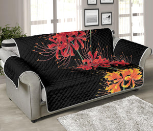 Red And Yellow Japanese Amaryllis Print Sofa Protector