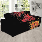 Red And Yellow Japanese Amaryllis Print Sofa Slipcover