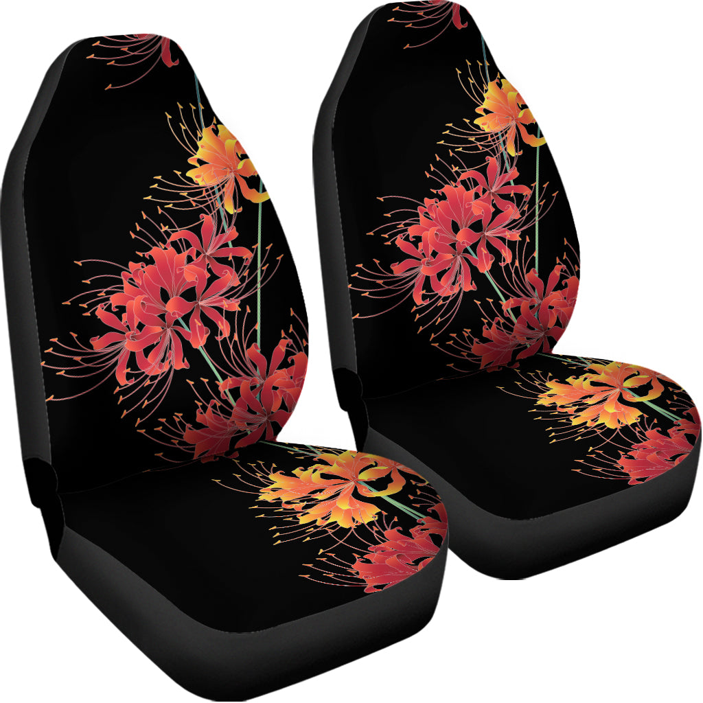 Red And Yellow Japanese Amaryllis Print Universal Fit Car Seat Covers