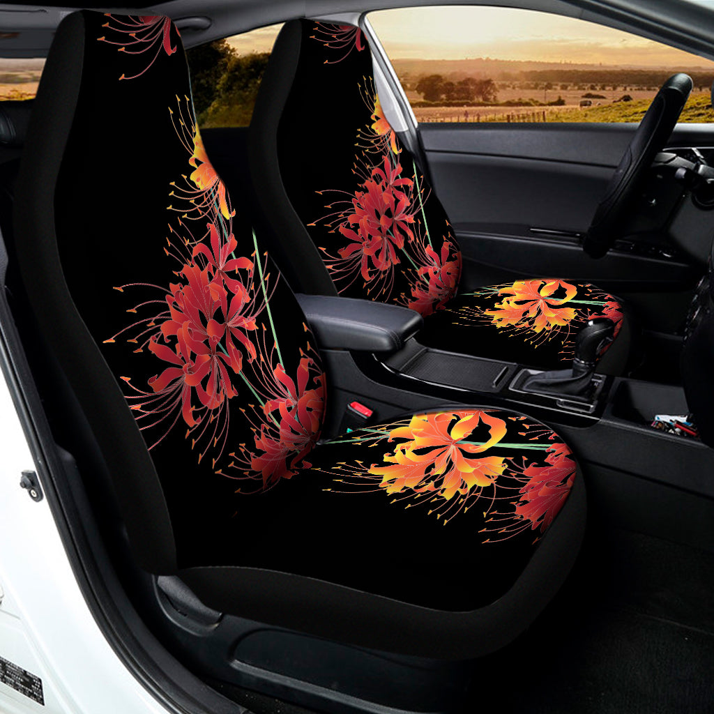 Red And Yellow Japanese Amaryllis Print Universal Fit Car Seat Covers