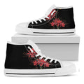Red And Yellow Japanese Amaryllis Print White High Top Sneakers