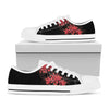 Red And Yellow Japanese Amaryllis Print White Low Top Shoes