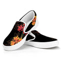 Red And Yellow Japanese Amaryllis Print White Slip On Sneakers