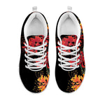 Red And Yellow Japanese Amaryllis Print White Sneakers