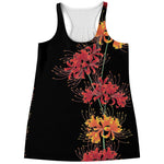 Red And Yellow Japanese Amaryllis Print Women's Racerback Tank Top