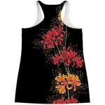 Red And Yellow Japanese Amaryllis Print Women's Racerback Tank Top