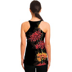 Red And Yellow Japanese Amaryllis Print Women's Racerback Tank Top