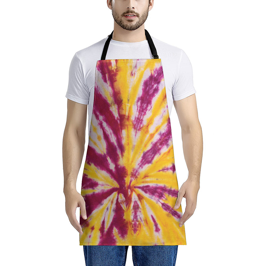 Red And Yellow Spider Tie Dye Print Apron