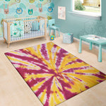 Red And Yellow Spider Tie Dye Print Area Rug