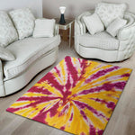 Red And Yellow Spider Tie Dye Print Area Rug