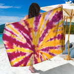 Red And Yellow Spider Tie Dye Print Beach Sarong Wrap