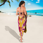 Red And Yellow Spider Tie Dye Print Beach Sarong Wrap