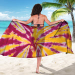 Red And Yellow Spider Tie Dye Print Beach Sarong Wrap