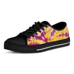Red And Yellow Spider Tie Dye Print Black Low Top Shoes