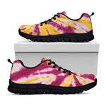 Red And Yellow Spider Tie Dye Print Black Sneakers