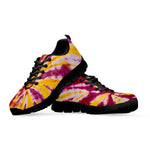 Red And Yellow Spider Tie Dye Print Black Sneakers