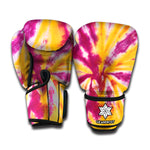 Red And Yellow Spider Tie Dye Print Boxing Gloves