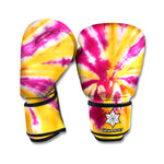 Red And Yellow Spider Tie Dye Print Boxing Gloves