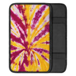 Red And Yellow Spider Tie Dye Print Car Center Console Cover