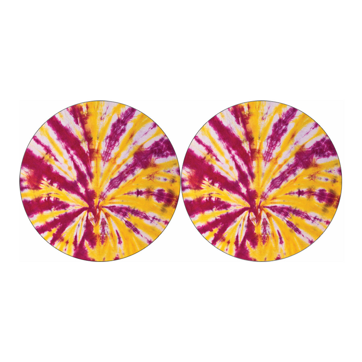Red And Yellow Spider Tie Dye Print Car Coasters