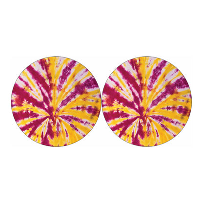 Red And Yellow Spider Tie Dye Print Car Coasters