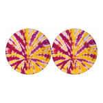 Red And Yellow Spider Tie Dye Print Car Coasters