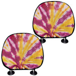 Red And Yellow Spider Tie Dye Print Car Headrest Covers