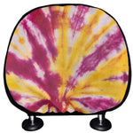 Red And Yellow Spider Tie Dye Print Car Headrest Covers