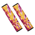 Red And Yellow Spider Tie Dye Print Car Seat Belt Covers