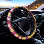 Red And Yellow Spider Tie Dye Print Car Steering Wheel Cover