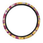 Red And Yellow Spider Tie Dye Print Car Steering Wheel Cover