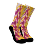 Red And Yellow Spider Tie Dye Print Crew Socks