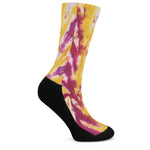Red And Yellow Spider Tie Dye Print Crew Socks