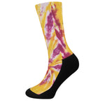 Red And Yellow Spider Tie Dye Print Crew Socks