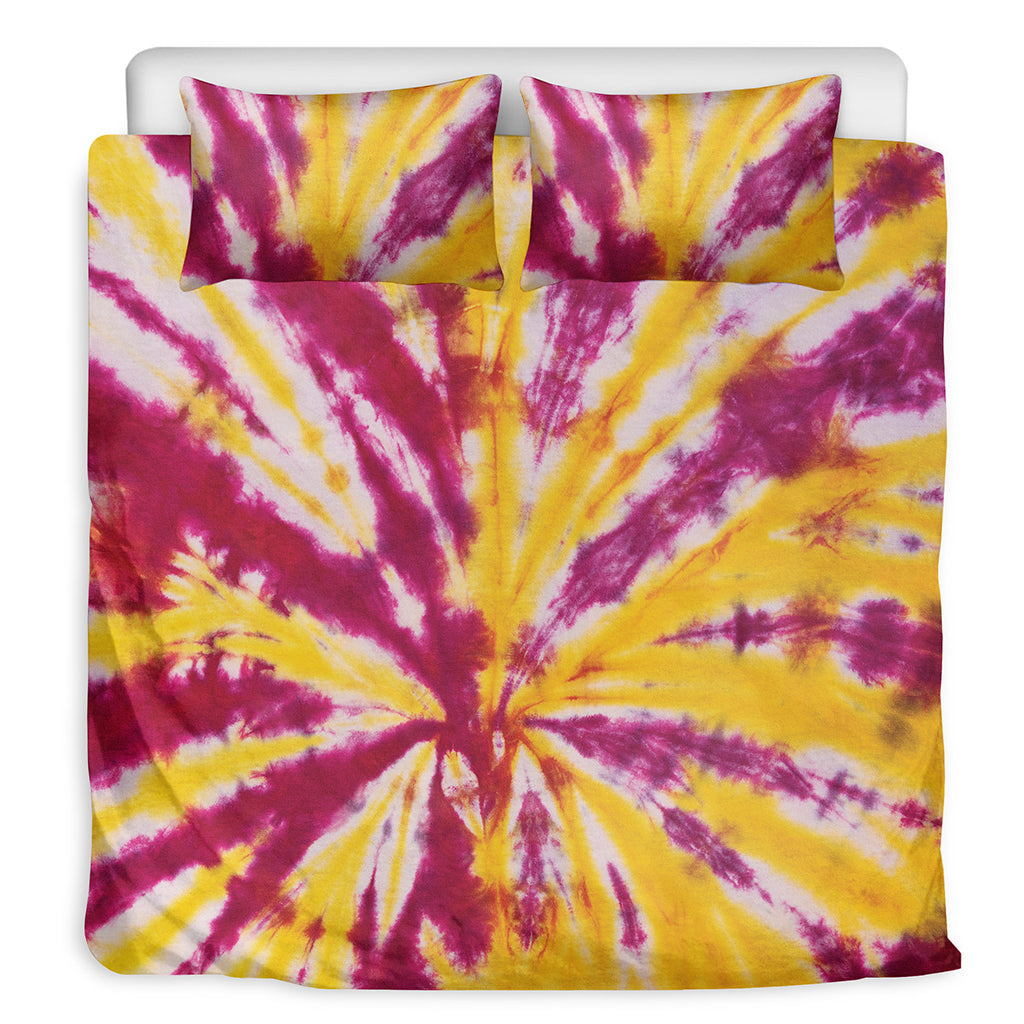 Red And Yellow Spider Tie Dye Print Duvet Cover Bedding Set
