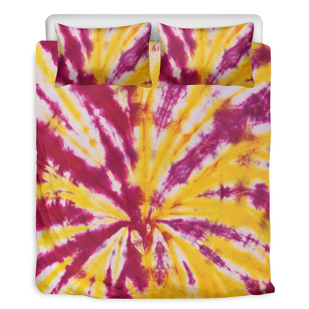 Red And Yellow Spider Tie Dye Print Duvet Cover Bedding Set
