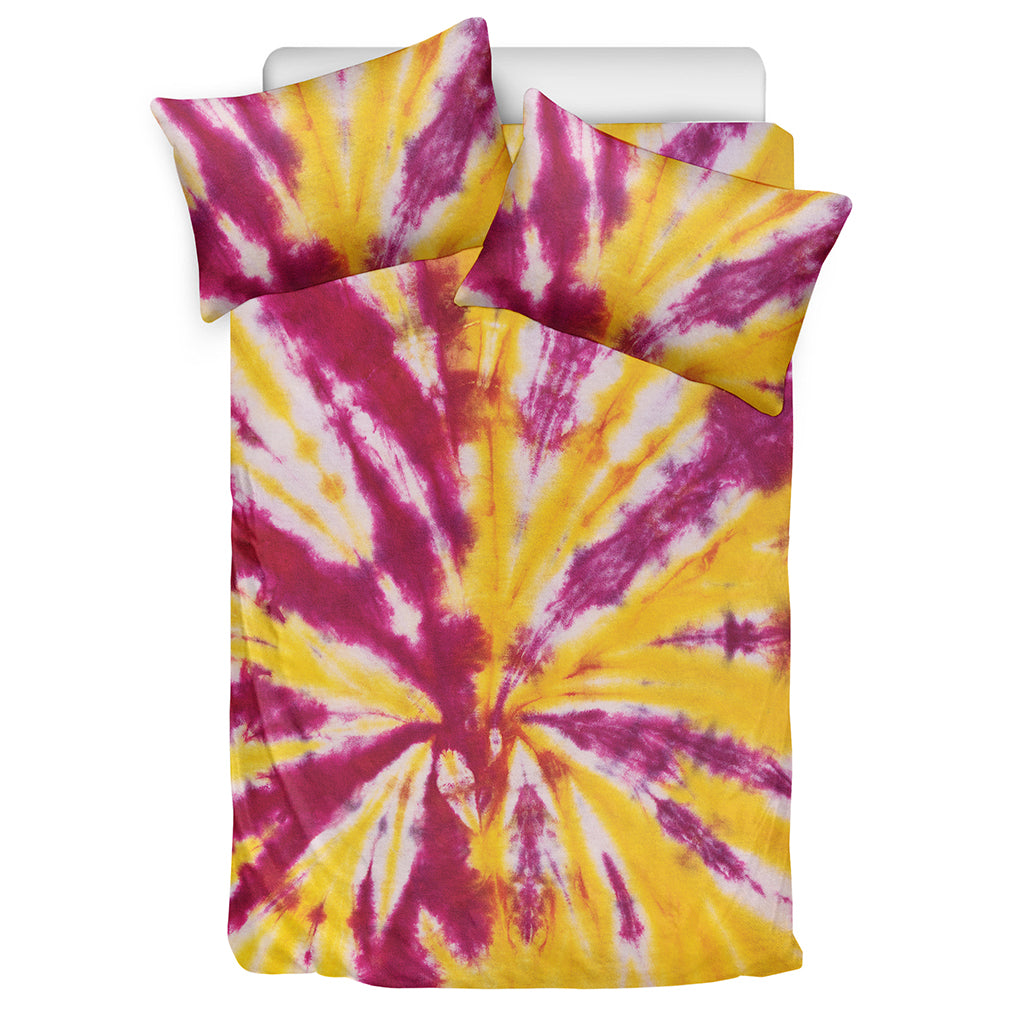 Red And Yellow Spider Tie Dye Print Duvet Cover Bedding Set