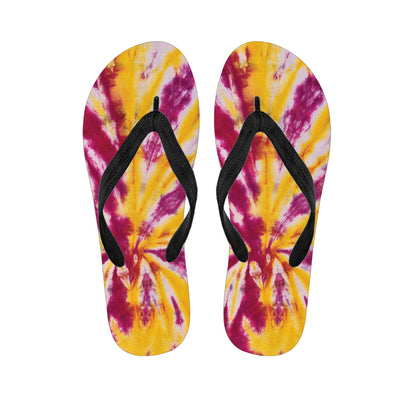 Red And Yellow Spider Tie Dye Print Flip Flops