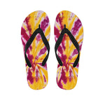 Red And Yellow Spider Tie Dye Print Flip Flops