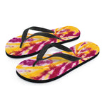 Red And Yellow Spider Tie Dye Print Flip Flops