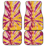 Red And Yellow Spider Tie Dye Print Front and Back Car Floor Mats