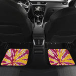 Red And Yellow Spider Tie Dye Print Front and Back Car Floor Mats