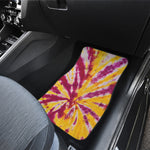 Red And Yellow Spider Tie Dye Print Front and Back Car Floor Mats