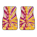Red And Yellow Spider Tie Dye Print Front Car Floor Mats
