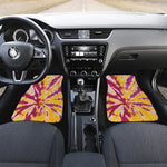 Red And Yellow Spider Tie Dye Print Front Car Floor Mats