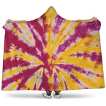 Red And Yellow Spider Tie Dye Print Hooded Blanket